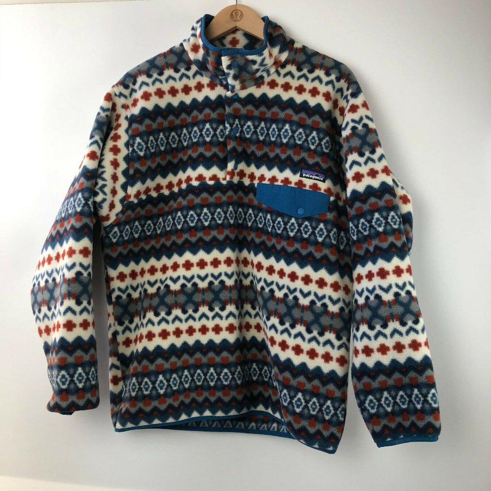 Patagonia Synchilla Snap T Fleece Pullover Cliff Underwater Blue Men's Size M - Picture 2 of 12